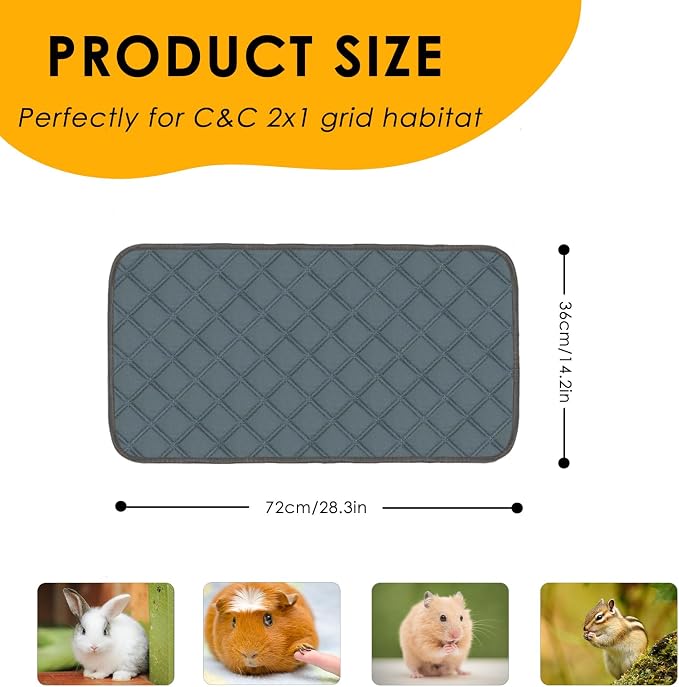 4 Pack Guinea Pig Cage Liners Washable Guinea Pig Bedding Reusable Waterproof Super Absorbent Guinea Pig Pee Pads Anti Slip Mat for Small Animals Rabbit Hamster Rat -28 x 14 Inch - Image 2
