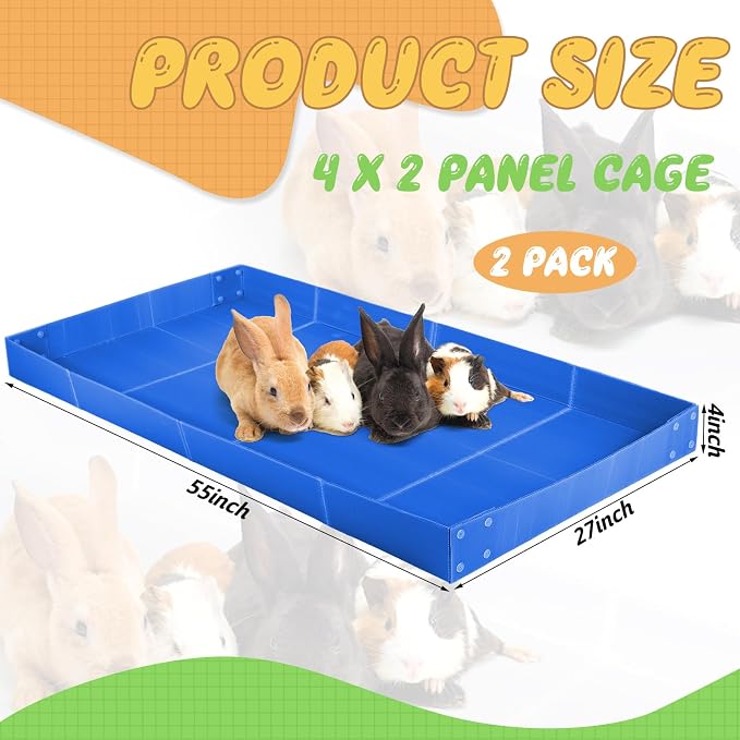 Wenqik 2 Pcs Guinea Pig Cage Liner Corrugated Plastic Cage Liner Base 2 x 4 Panel Size for Small Animals Hedgehogs Rabbits Tray, 55 x 27 Inch (Blue) - Image 3