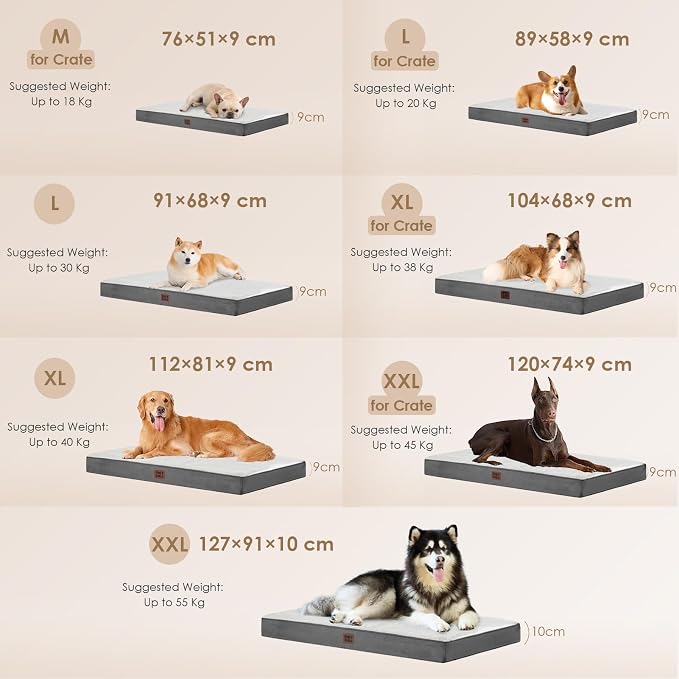 EHEYCIGA Orthopedic Dog Beds, Egg Crate Dog Bed Pet Mat with Washable Removable Cover, All Size Dogs | Egg Crate Foam Support, Durable Oxford fabric, Non-Slip Bottom, Machine Washable, Soft Waterproof Plush Pet Bed Mat For Crate - Image 2