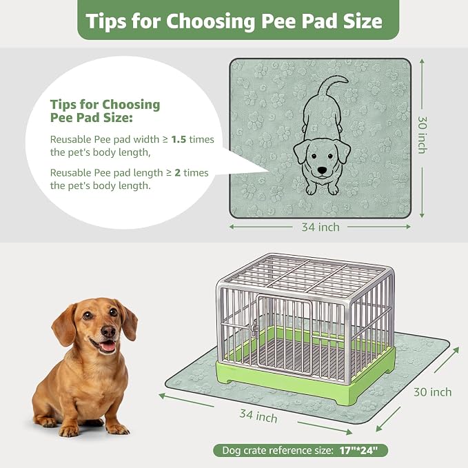 LOOBANI 4 Pack Washable Pee Pads for Dogs, Floor, Whelping, 30"x34" | Reusable, Super Absorbent, Waterproof, Leakproof, Non Slip, For Potty Training, Crates, Beds, Couches, Travel - Image 2