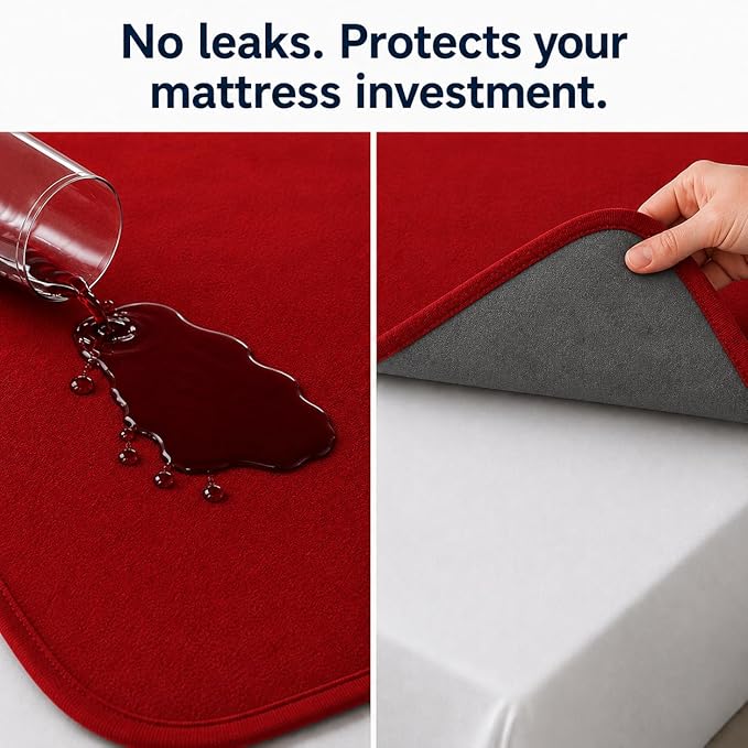 The Original Good-Time Red/Gray Waterproof Blanket Jumbo 80x60 | 100% Leakproof for Messy Moments, Pets and Spills, Machine Wash & Dry - Image 2