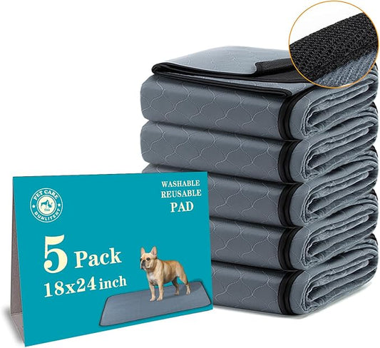 Bunlitent Washable Pee Pads for Dogs 5 Pack, 18x24, Reusable Puppy Pads, Washable Potty Pads with Quick Dry, Anti-Slip Dog Cat Pee Pads, Whelping Pads, Puppy Mat by Bunlitent
