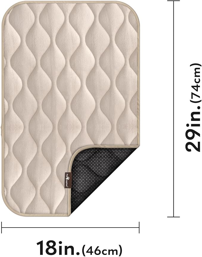 Paw Inspired Washable Padded Crate Mats for Dogs, Beige, 29x18 Inch | Fits 30-inch Kennels, Leakproof, Waterproof Bottom, Plush Dog Pad, Pet Bed - Image 2