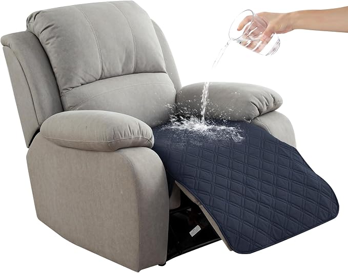 Genina Waterproof Recliner Chair Covers, Recliner Cover for Dog Pets Friendly, Washable Antislip Reclining Chair Cover Furniture Protector, Sofa Slipcover for Living Room(23.6inch/Navy Blue) by Genina