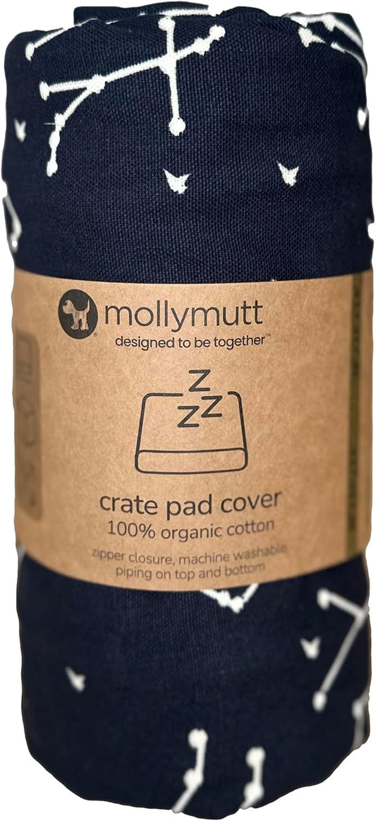 Molly Mutt Dog Crate Pad Cover, 100% Cotton Canvas Cover for Dog or Puppy Crate Bed, Durable, Washable, and Free of Harmful Chemicals, Pre-Shrunk, 30"x21"x2.5", Rocketman by MollyMutt