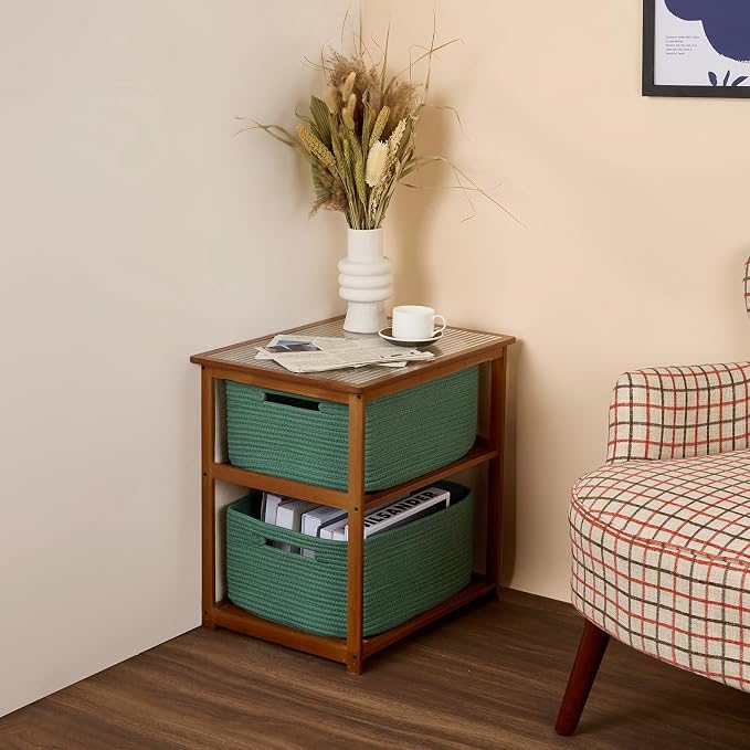 MiniArk Large Storage Baskets for Shelves, 17 x 13 x 7.5” Closet Organizers Bins for Clothes Blanket Towels, Baby Nursery, Toy Baskets Box, Woven Rope Baskets, 2 Packs Green - Image 8