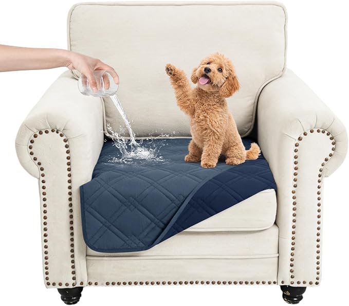 100% Waterproof Dog Bed Cover Pet Blanket(30"x30"),7-Layer Reversible Washable Sofa Couch for Furniture Car (Berlin Blue+Navy Blue) by Unknown