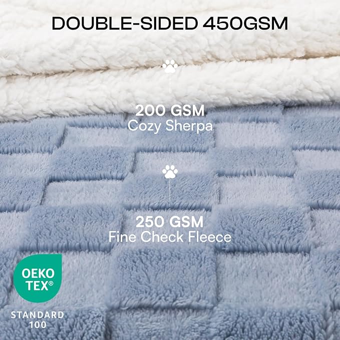 Luciphia Waterproof Dog Blanket, Reversible Fleece & Sherpa, Couch Cover | Soft plush fluffy, washable, puppy, cat, dog bed, sofa, throw, furniture protector,Blue,Small(40" x 28") - Image 2