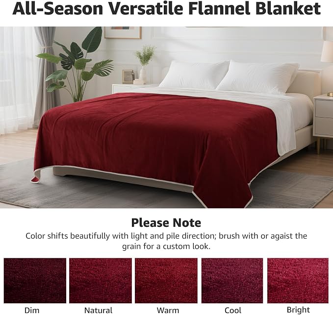 LOOBANI Waterproof Blanket for Queen Bed, Reversible Soft Flannel, 80"x90" | Waterproof Dog Blankets for Large Dogs, Spill-Proof Couch Cover for Family Movie Nights, Camping, Travel, Noise Free, Red - Image 8