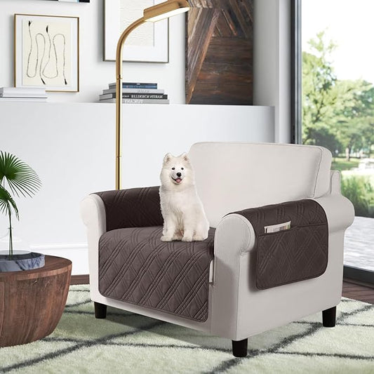 TAOCOCO Waterproof Chair Covers for Pets Dogs with Non Slip Backing, Chair Seat Covers with Side Pocket for 1 Seater Couch Washable Dog Couch Cover Protector Sofa Slipcovers(Chair, Chocolate) by TAOCOCO