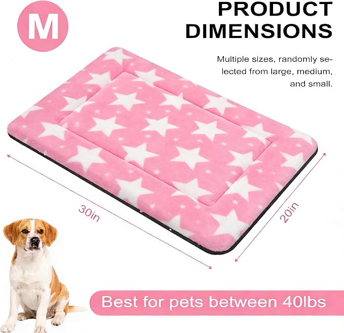 Dog Bed Mat, Reversible Crate Pad & Durable Dog Bed - Machine Washable Kennel Mat with Ultra Soft for Medium Dogs (Big&Small Stars Pink, 30" L*20" W*1.5" Th) - Image 3