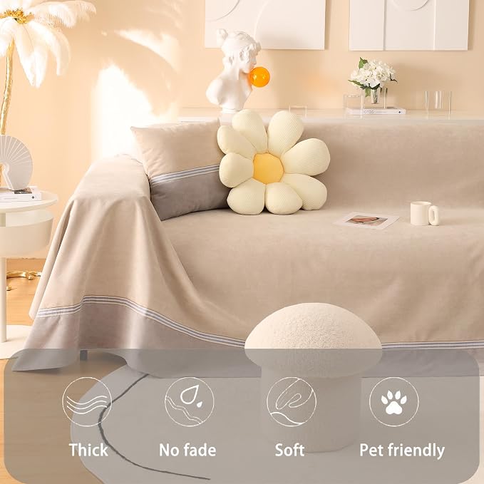 Waterproof Sofa Cover for Pets, Light Khaki Couch Covers for Sectional Sofa, Simple Style Sofa Covers for 2-3 Cushion Couch, Waterproof, Durable and Washable, XL 79" x 118" - Image 5