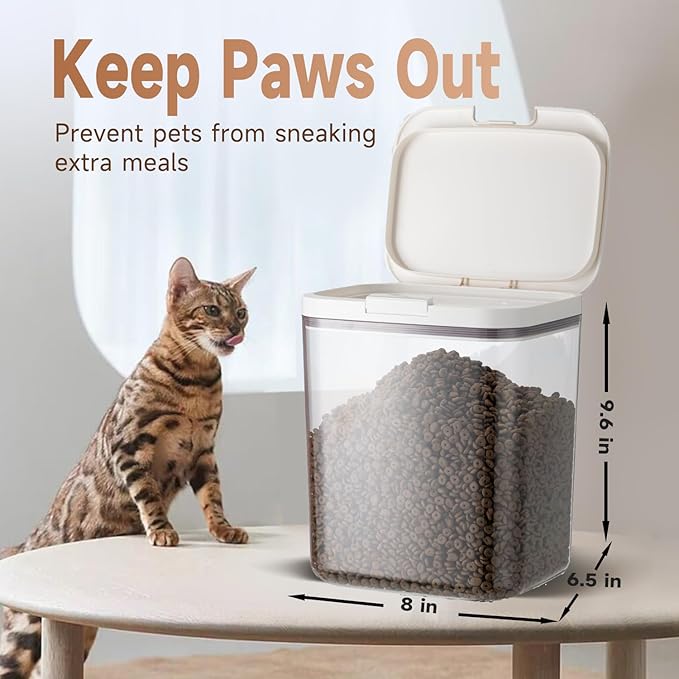 LivLab Mker Dog Food Storage Container 5 lbs Airtight Pet Food Storage Containers with Lids, Cat Food Container, BPA Free, Rice Container, Flour Dispenser(6 lbs), white - Image 2