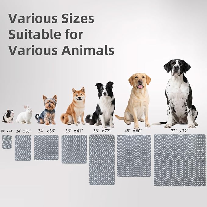 PUPTECK Washable Pee Pads for Dogs Dog Training Pads 2 Pack Grey 36x41 in | Reusable Puppy Potty Training Pads Whelping Mat Pet Food Feeding Mat Leakproof Fast Absorption Non-Slip for Couch, Crate - Image 2