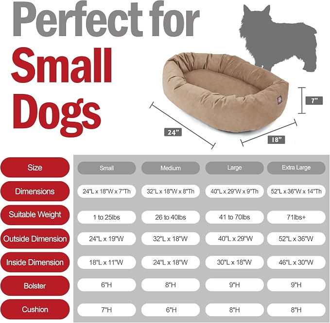 Majestic Pet 24 Inch Suede Calming Dog Bed Washable – Cozy Soft Round Dog Bed with Spine Support for Dogs to Rest Their Head - Fluffy Donut Dog Bed 24x19x7 (Inch) - Round Pet Bed Small – Stone (2025) - Image 3
