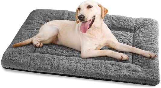Dog Crate Pad Washable, Plush 42 x 28 Inch Anti-Slip Kennel Mat for Medium & Large Dogs, Fits Wire or Metal Crates, Travel, Home & Training Use, Dark Grey by ZENGAOOU