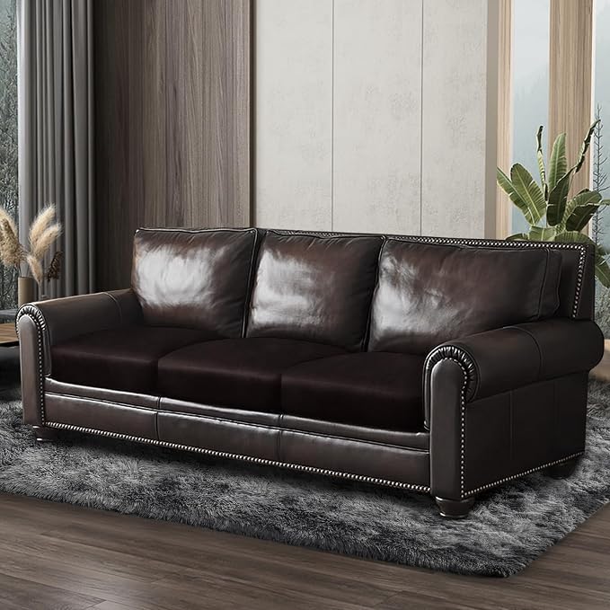 ANARACHON Leather Look Couch Cushion Covers Sofa Seat Slipcovers Sets Couches Furniture Protector for Sectional Armchair Loveseat Pets Kids Stretch Spandex Fabric (3 Cushion Sofa, Chocolate) - Image 8