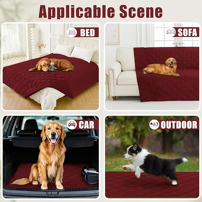 Smiry Waterproof Dog Bed Cover, Reversible Pet Blanket for Sofa Couch | Soft Washable Dog Blanket, Leakproof Couch Cover for Dogs Cats & Furniture Protection, 52x82, Wine Red/Wine Red - Image 5