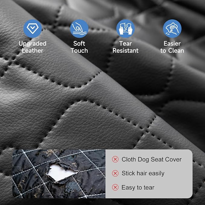 Dog Car Seat Cover Waterproof Vegan Leather, Scratchproof, Hard Bottom Back Seat Extender for Dogs, Non Slip Back Seat Protector with Mesh Window, Easy to Clean Fit Full Size Trucks, Black - Image 2