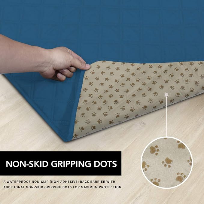 Easy-Going 100% Waterproof Dog Bed Cover, Non-Slip Pet Blanket for Furniture, Washable Couch Cover, Repleasement Sofa Cover (86x82 in,Peacock Blue) - Image 3