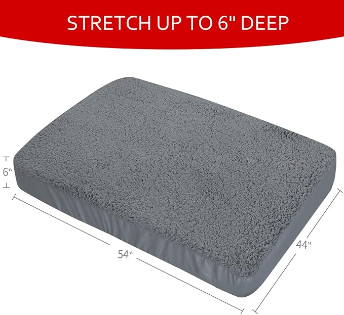 Dog Bed Covers 2 Pack Soft Plush Replacement Washable, Waterproof Pet Mattress Bed Liner Grey 54x44 Inches, for Dog/Cat, Cover Only - Image 6