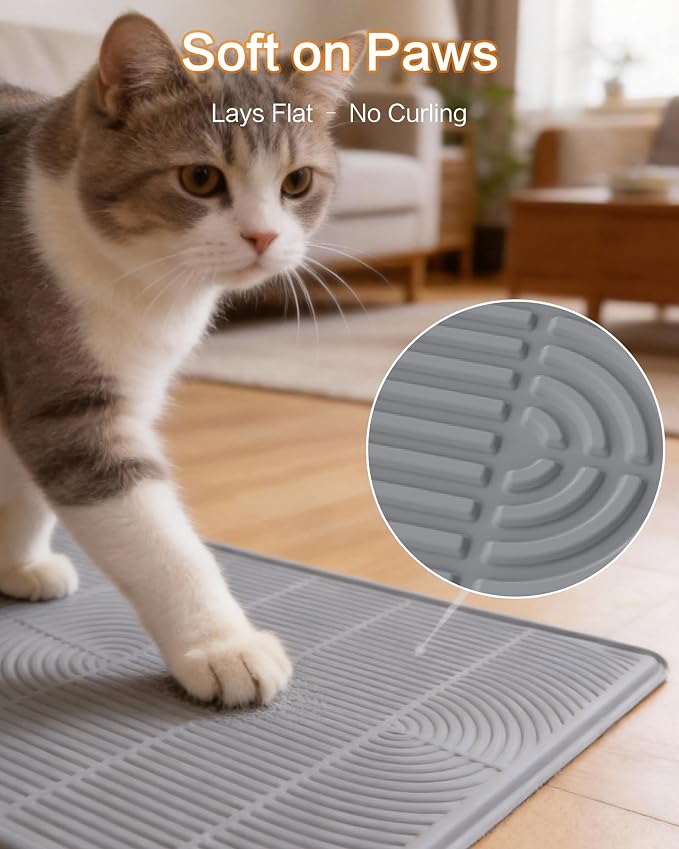 Silicone Cat Litter Mat Large, 40'' x 28'', Waterproof Trapping Mat for Litter Box, Easy Clean & Non-Slip - Image 4