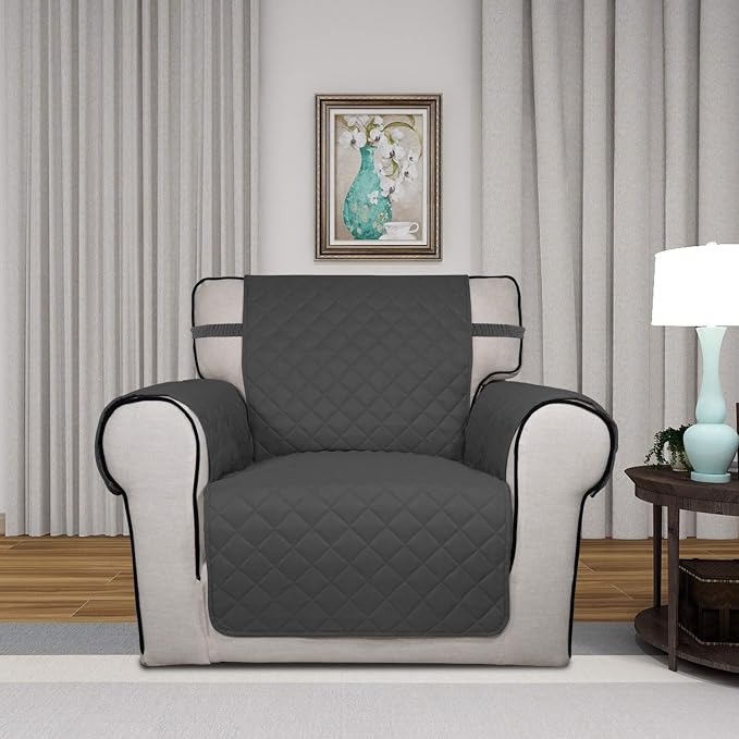 PureFit Reversible Chair Sofa Cover Dog Couch Covers for Sofa, 25.5 in | Dark Gray/Beige, Water Resistant Couch Protector, Washable Pet Couch Cover with Non Slip and Elastic Straps For Kids - Image 2