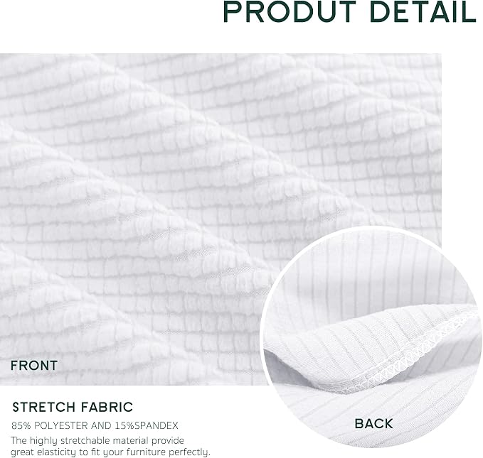 Hokway Couch Cushion Covers Stretch Cushion Covers Sofa Seat Cushion Slipcover Cushion Protector(White, Medium) - Image 2