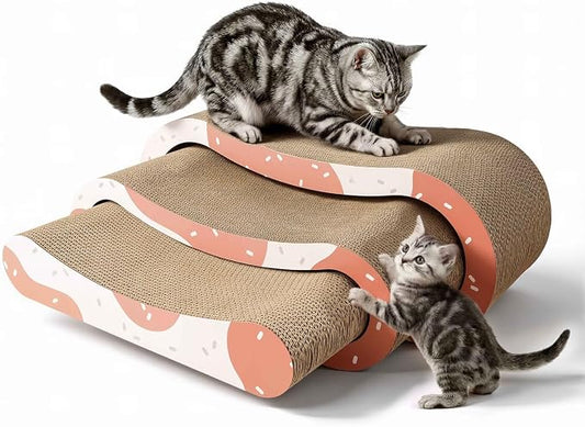 BOWHAUS 3 in 1 Cat Scratch Board, Cat Scratcher Lounger for Indoor Cat, Cardboard Cat Scratcher, Durable & Long-Lasting Infinity Cat Scratcher, Reversible Scratching Pads for Protecting Furniture by BOWHAUS