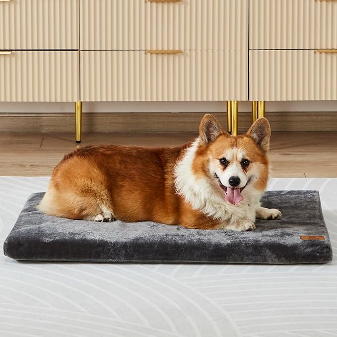 LIORCE Memory Foam Dog Crate Pad, Medium, 30-inch, Grey - Orthopedic Pet Bed Mat with Waterproof Lining, Removable Washable Cover, for Dogs & Cats by LIORCE