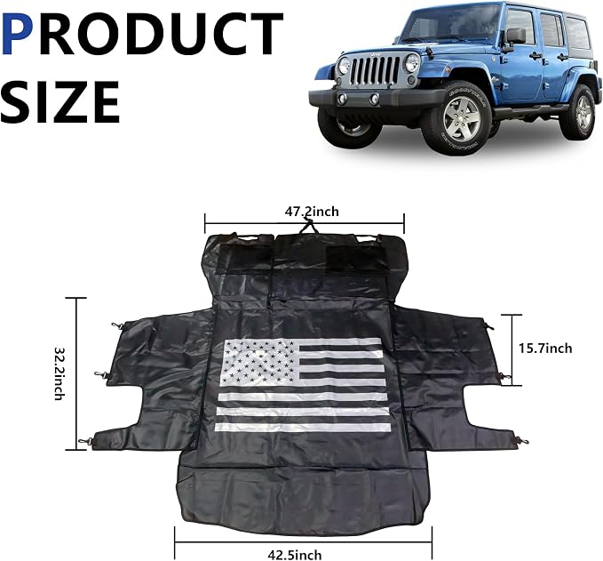 sukemichi Cargo Mat Dog Cargo Liner for 2007-2026 Jeep Wrangler 4 Door,Flag | Waterproof oxford material,For 2007-2026 Wrangler JK JL,Nonslip Washable Pet Seat Cover & Anti-Scratch Liner - Image 7