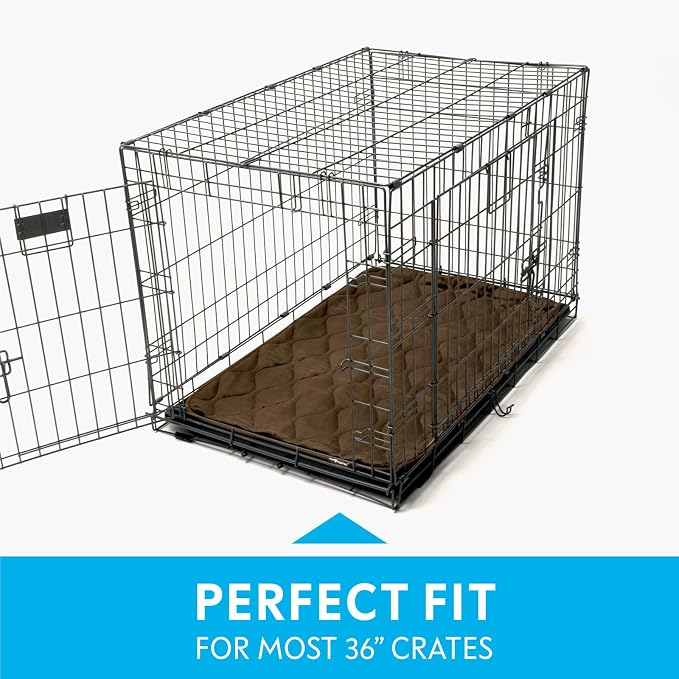 Paw Inspired Washable Padded Crate Mats for Dogs, Dark Brown, 35x22 Inch | Fits 36-inch Kennels, Leakproof, Waterproof Bottom, Plush Dog Pad, Pet Bed - Image 3