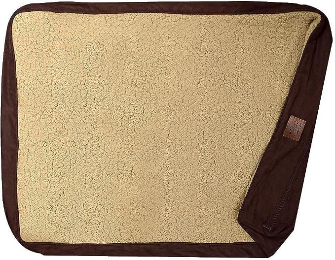 Floppy Dawg Medium Dog Bed Replacement Cover. Removable and Machine Washable Cover for Mattress and Rectangular Pillow Beds. 30L x 19W. Brown with Beige Top by FloppyDawg