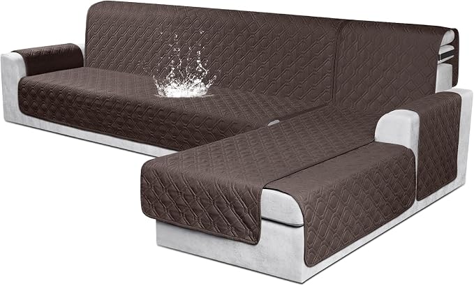 VANSOFY Sectional Couch Covers 100% Waterproof L Shaped Sofa Slipcover 3pcs Reversible Chaise Lounge Cover for Sectional Sofa Furniture Protector Cover for Pets Cat Dog(X-Large, Chocolate) by VANSOFYFURNITURECOVERS