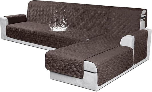 VANSOFY Sectional Couch Covers 100% Waterproof L Shaped Sofa Slipcover 3pcs Reversible Chaise Lounge Cover for Sectional Sofa Furniture Protector Cover for Pets Cat Dog(X-Large, Chocolate) by VANSOFYFURNITURECOVERS