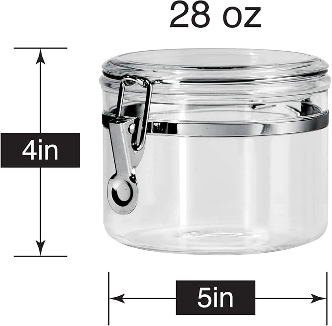 Oggi Clear Canister with Clamp Lid, 28 oz - Large Airtight Food Storage Container, for Kitchen & Pantry Storage of Bulk, Dry Foods Including Pasta, Flour, Sugar, Coffee, Rice, Tea, Spices & Herbs - Image 8