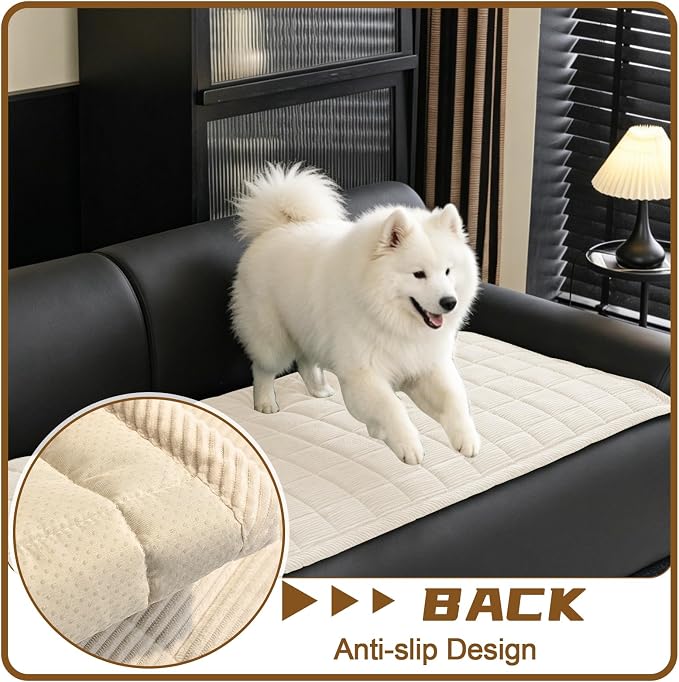 HAOYONG Couch Covers for Dogs Washable, Non Slip Fuzzy Durable Couch Covers for Loveseat Sofa Pet Friendly Furniture Protector Covers Dog Mat for Couches (Off-White, 27.6"×59.1") - Image 4