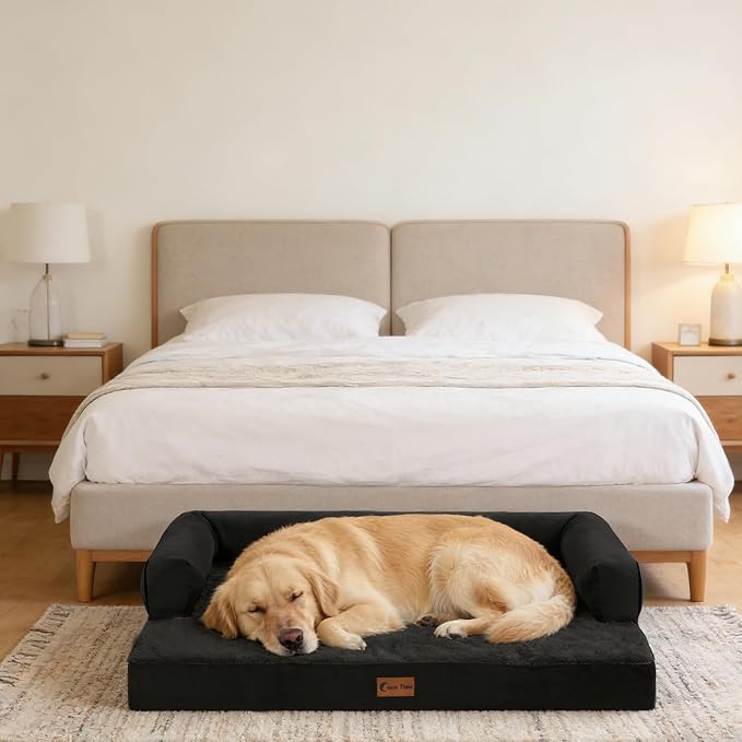 Orthopedic Washable Dog Bed for Large Dogs, 36x27in, Black | Orthopedic Foam Relieves Joint Pressure, Bolsters Supports Head And Neck, Washable Cover, Non-Slip Bottom - Image 10