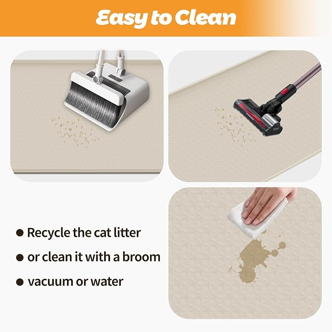 Cat Litter Mat for Litter Box 51"x25.6" Extra Large Silicone Mat, Beige | Waterproof Non-Slip Litter Box Mat with Raised Edges, Cat Litter Trapping Mat for Pet, Cat Litter Rug for Floor - Image 5