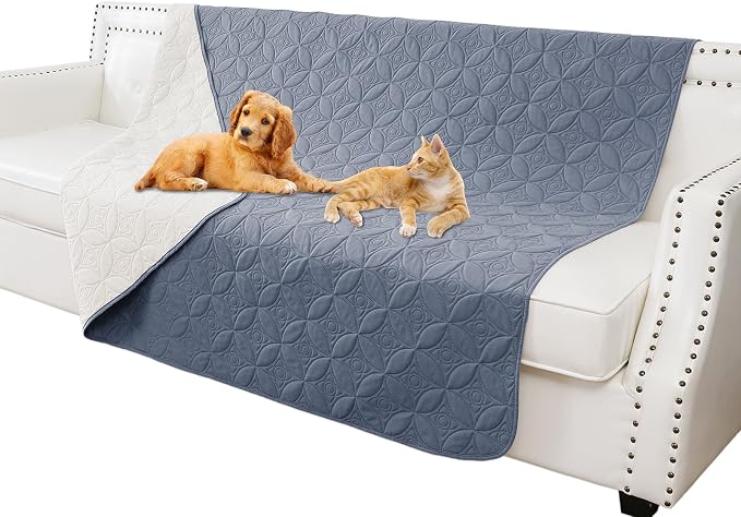 Waterproof Couch Cover for Dogs - Washable Pets Furniture Protector | TPU Leak-Proof Liner, Lightweight & Reversible, Fits Chair, Sofa, Bed, 68" x 82" , Blue/Cream by TuffeelHome
