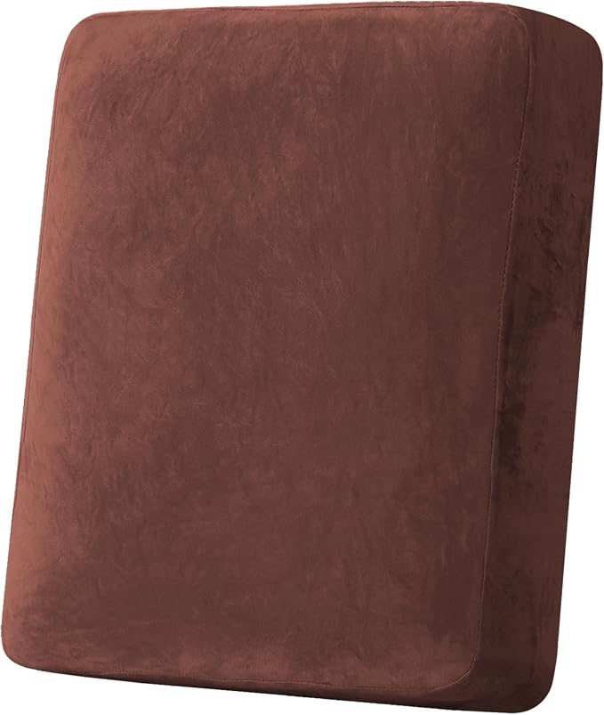 H.VERSAILTEX Velvet Stretch Couch Cushion Cover Plush Cushion Slipcover for Chair Cushion Furniture Protector Seat Cushion Sofa Cover (1 Piece Armchair Cushion Covers, Burnt Brick) by HVERSAILTEX