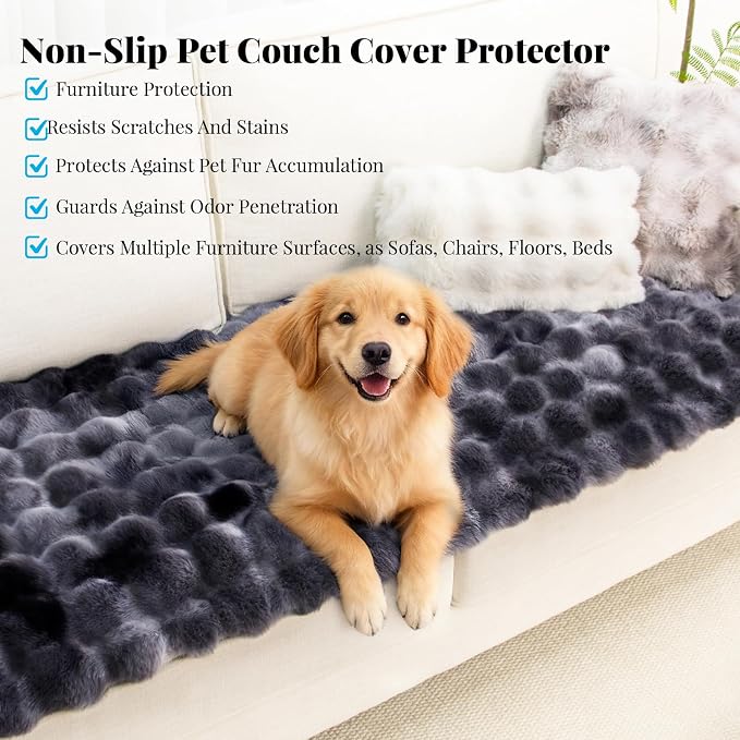 Non Slip Sofa Cover, Plush Pet Sofa Covers for Dogs Washable Couch Protector for Cushion, Warm Fuzzy Dog Pet Friendly Furniture Covers Protector Slipcovers for Sectional Couches and Sofas, 27.6"x70.9" - Image 7