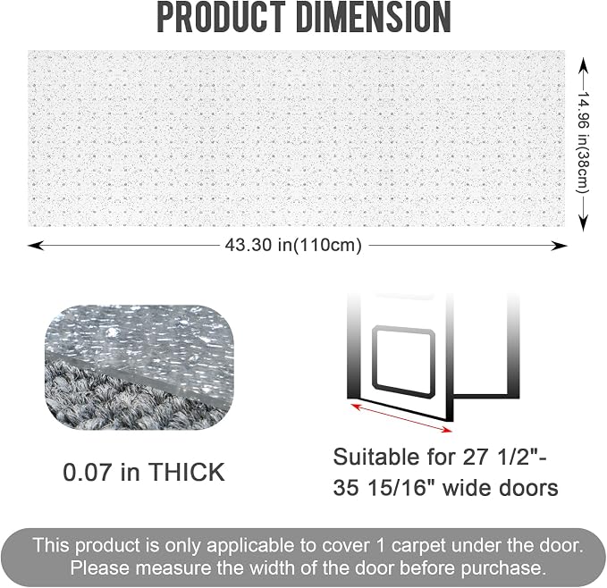 Uross Carpet Protector for Pets - Cat Carpet Protector for Doorway, Anti Scratch Under Door Cat Scratch Protector Mat, Easy to Cut Plastic Stopper Cat Scratch Guard Carpet 3.6FT-Silver - Image 3