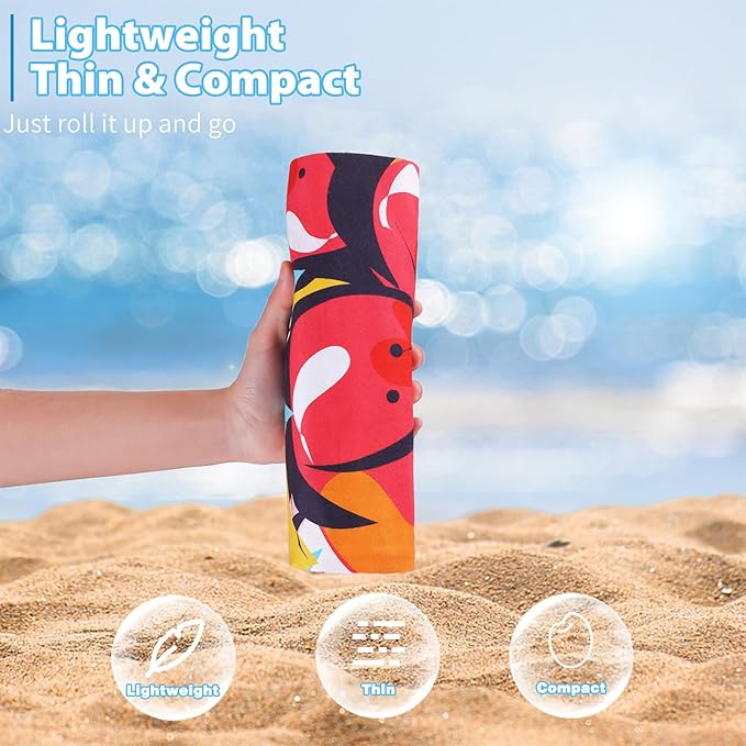 TwoYek Microfiber Beach Towel Extra Large 71x32 inches Floral Print | Thin & Lightweight, Sand Free, Super Absorbent Quick Dry, Oversized Towel for Beach Bath Pool Swim Travel Accessories Gifts - Image 3