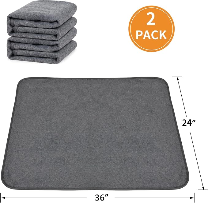 Washable Dog Pee Pads 24x36 2Pack Reusable, Absorb Dog Mats Non-Slip for Puppy Training, Whelping, Potty, Playpen, Crate - Image 5