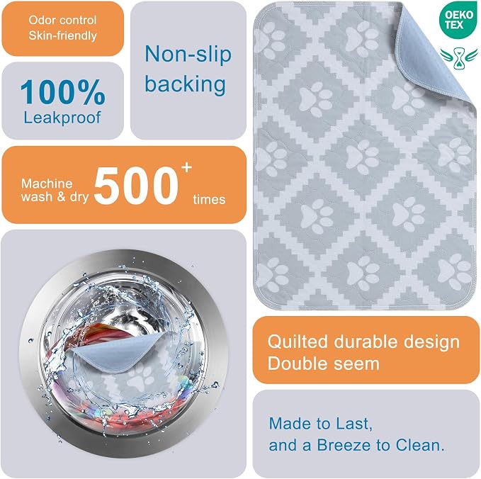 BEAUTYZOO Washable Pee Pads for Dogs, 8 Pack Reusable Puppy Pads, Super Absorbent Dog Pee Pads for Pet Training, Housebreaking and Incontinence, Non-Slip Potty Pads for Floor, Crate, Couch, 18" x 24" - Image 6