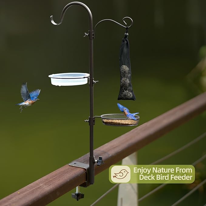 ERYTLLY Deck Hook Bird Feeder Pole Bird Feeder Porch Multi Hook Bird Feeding Station Kit Multi Feeder Hanging Kit Premium Bird Bath for Attracting Wild Birds Bird Feeder Planter Hanger - Image 4