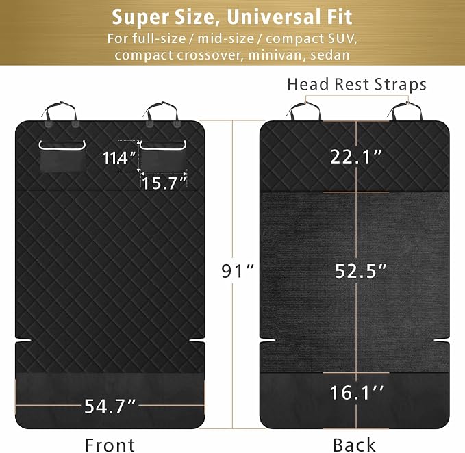 F-color SUV Cargo Liner for Dogs - Heavy Duty Cargo Cover for Mid-Size SUVs | Water Resistant, Bumper Flap, Non-Slip Mat, Car Trunk Dog Car Seat Cover Prevents Scratches Pet Hair Mud Dirt for Sedans Vans - Image 2
