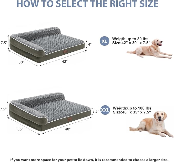 BFPETHOME Orthopedic Dog Bed for Large Size Senior Dogs with Washable Cover | 42x30 Inch. Egg Crate Foam Support, Waterproof Lining, Non-Slip Bottom, Comfy Sleeping Couch Bed for Big & Senior Dogs, Gray - Image 4