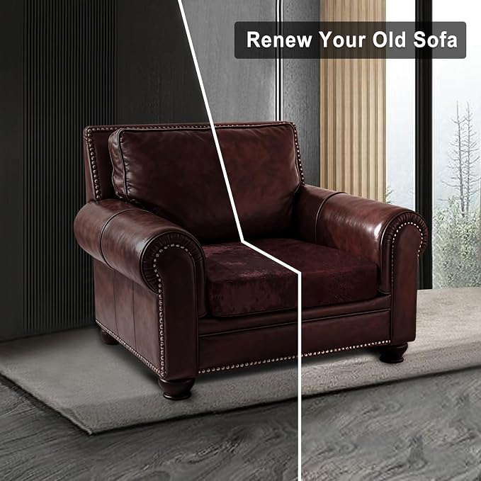 ANARACHON Leather Look Couch Cushion Covers Sofa Seat Slipcovers Sets Couches Furniture Protector for Sectional Armchair Loveseat Pets Kids Stretch Spandex Fabric (1 Cushion Armchair, Burgundy) - Image 7